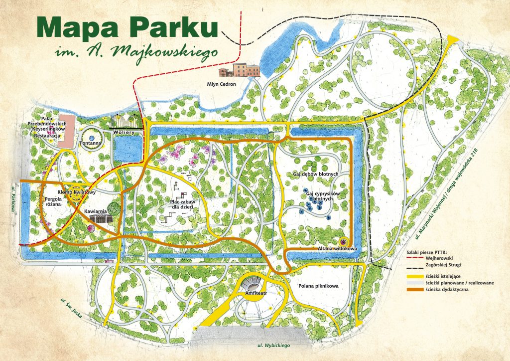 mapa Parku Majkowskiego w Wejherowie